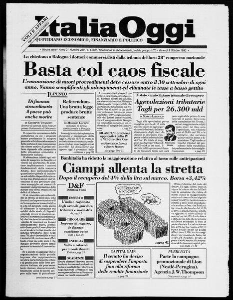 Italia oggi : quotidiano di economia finanza e politica